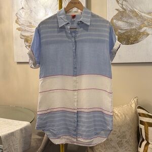 Red Carter Striped Button-Up Cover-Up / Tunic – Size Medium